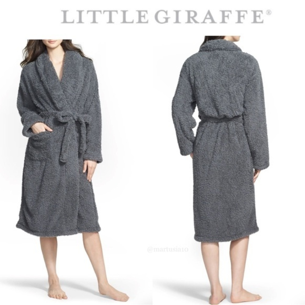 GIRAFFE AT HOME Chenille Robe in Charcoal sz 1 (fits like 10-14 US) NWT 144$
